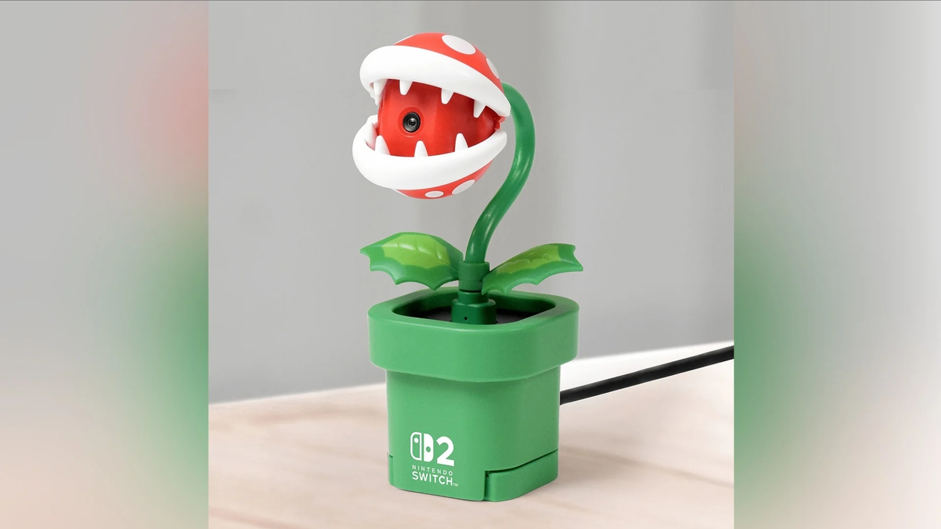 The HORI brand sells a Piranha Plant-themed camera for the Switch 2