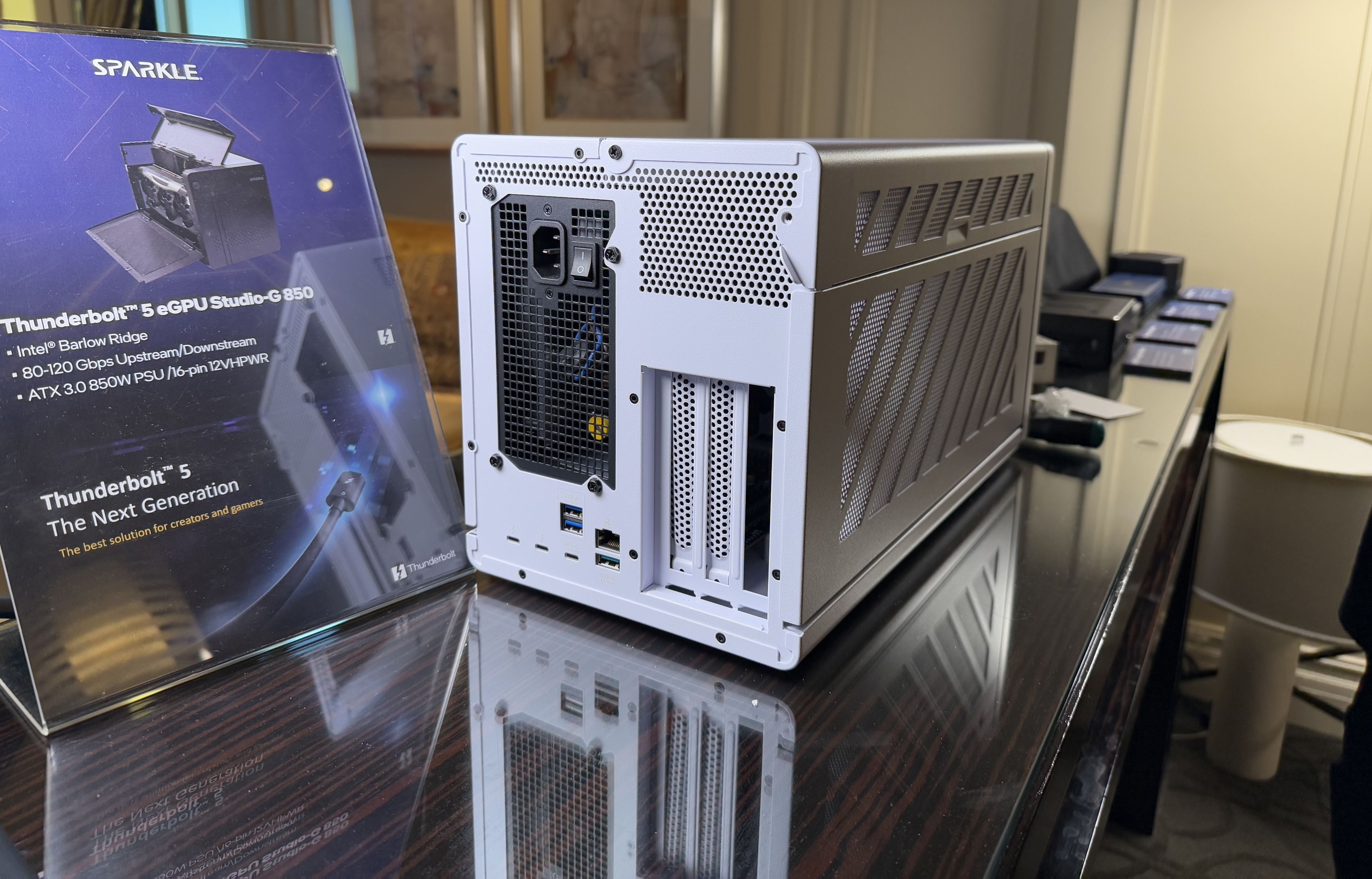 Sparkle shows off its Studio-G Ultra 850 Thunderbolt 5 eGPU again