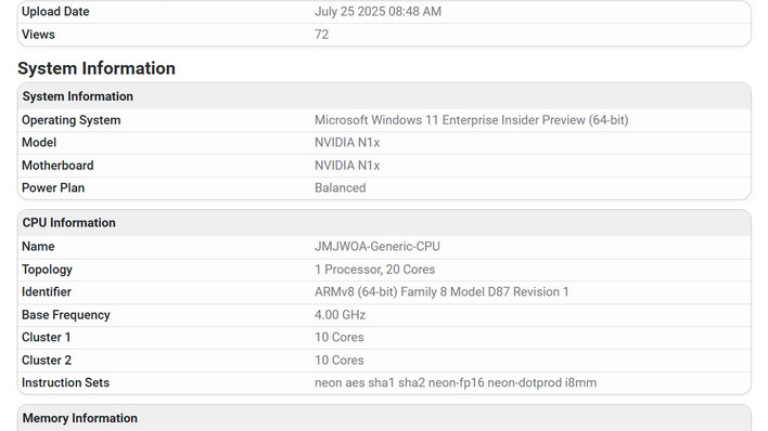 A Geekbench leak confirms 20 CPU cores and 6144 CUDA ones for the