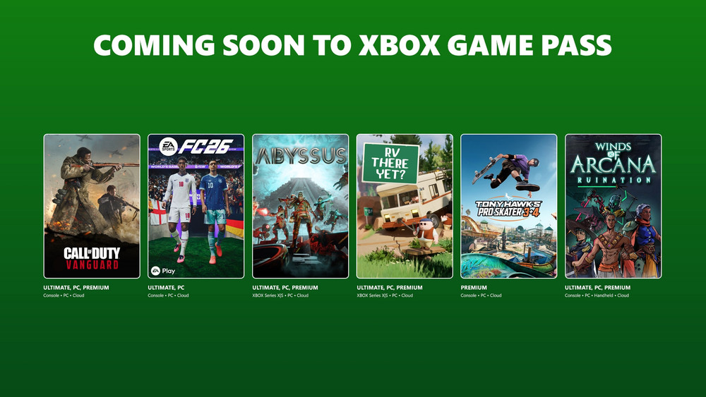 Coming soon to XBOX Game Pass: Call of Duty Vanguard, EA Sports FC 26, and more