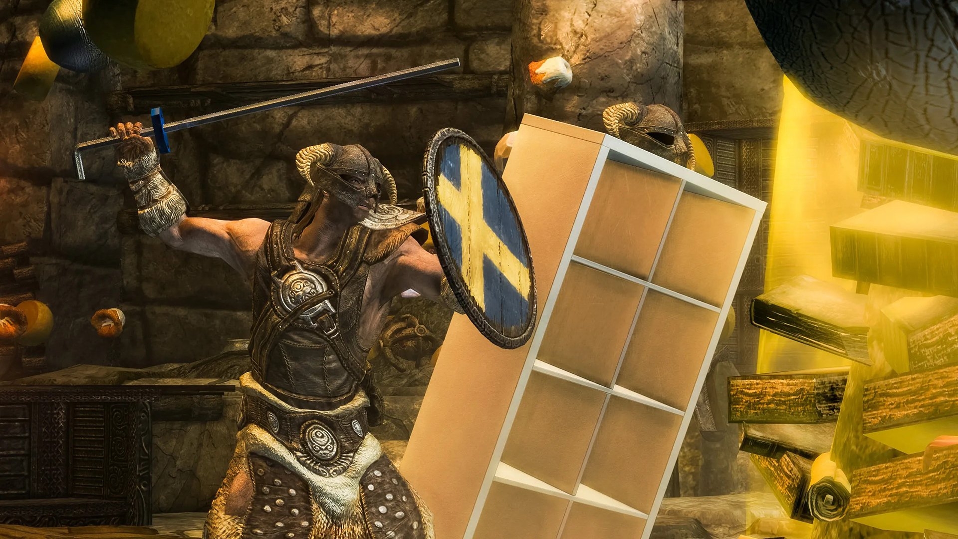IKEA has released a mod that adds a Kallax shelf companion in Skyrim