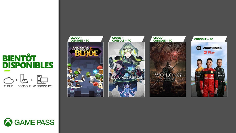 F1 22, Soul Hackers 2, Merge & Blade y Wo Long llegarán pronto al Xbox Game Pass