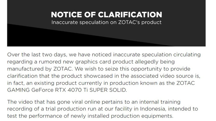 The video showing an RTX 5090 in a ZOTAC factory was in fact an