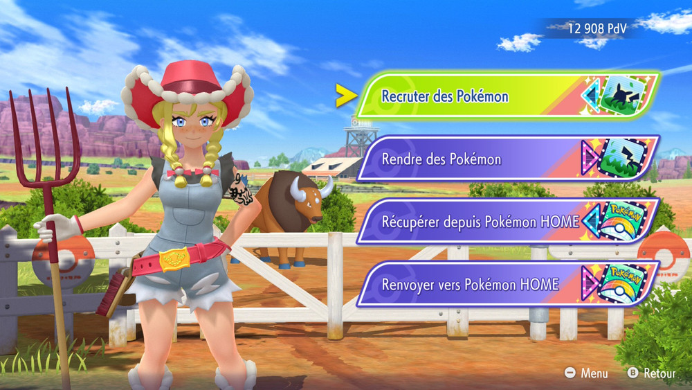 Schermata del menu di gestione dei Pokémon