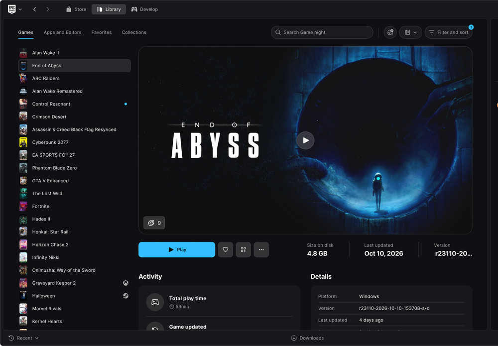 Epic Games Store Game Page