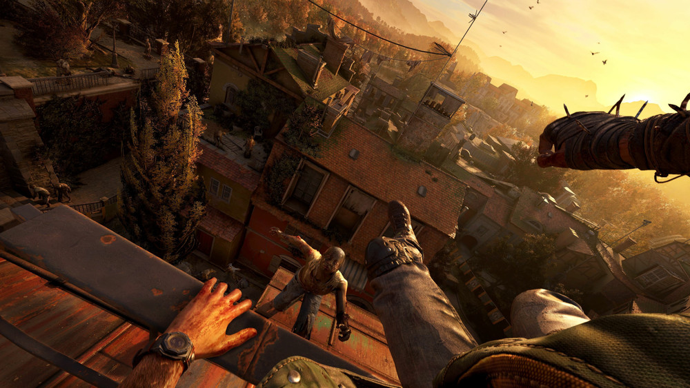 Acrobatic move on the rooftops