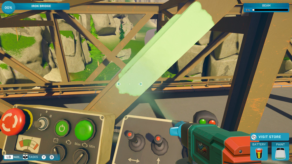 The player repainting a glass bridge