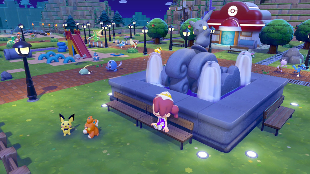 Vue d’ensemble d’un endroit terraformé avec plein de Pokémon