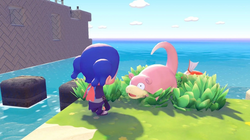 Le joueur qui parle à un Pokémon en bord de mer