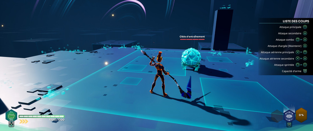 The game’s opening moments, where the player appears in the training area