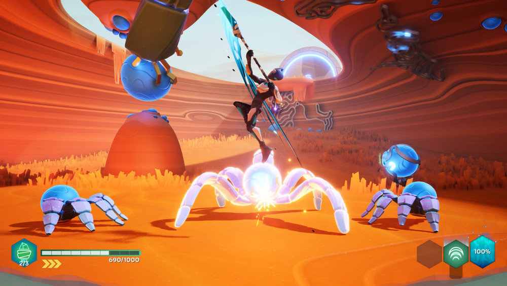 Performing a jumping attack with a polearm against basic enemies