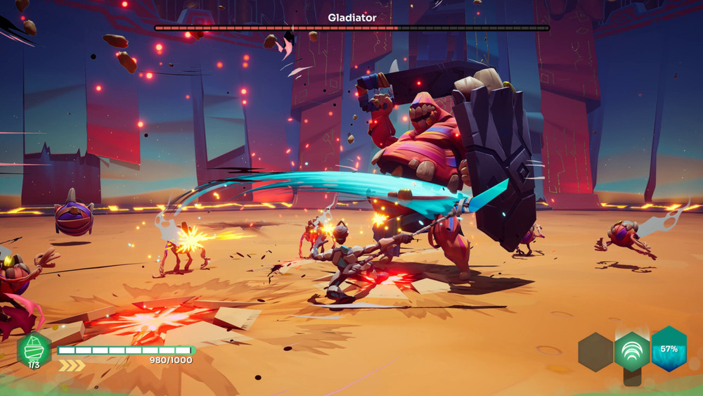 A boss fight using a haste weapon