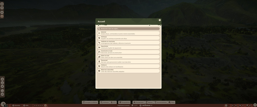Vorschau auf die lange Liste der im Spiel erhältlichen Tutorials