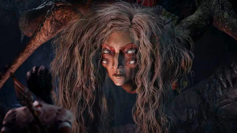 Illustration of a very creative boss resembling a woman with white eyes