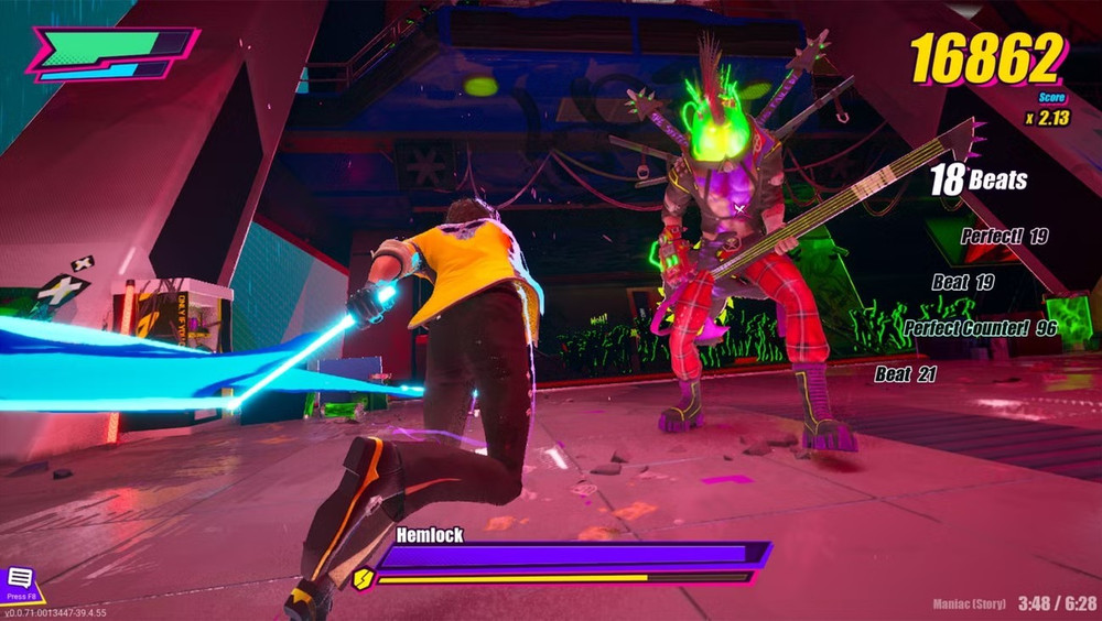 Screenshot of the game’s first boss fight, with an ultimate ability in progress