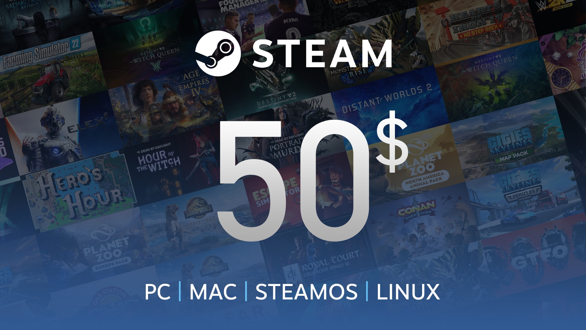 Steam Gift Cards, €5 - €100