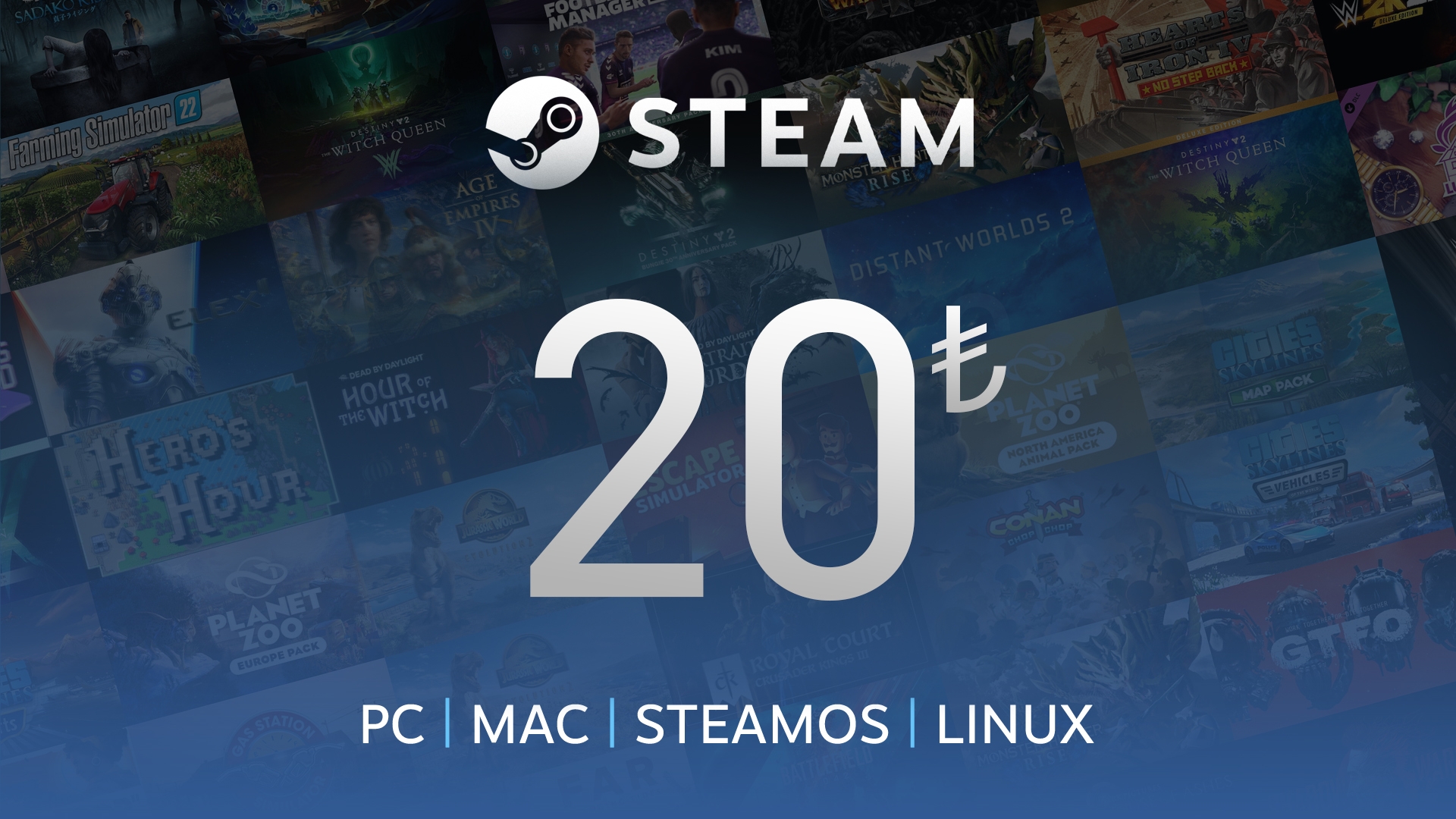 Koop Steam Gift Card 20 TRY Steam