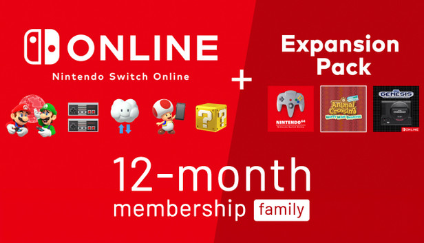Suscripción 12 Meses Nintendo Switch Online Familiar + Expansión