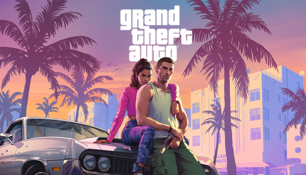 Grand Theft Auto 6 official cover art featuring the game title and key visual elements