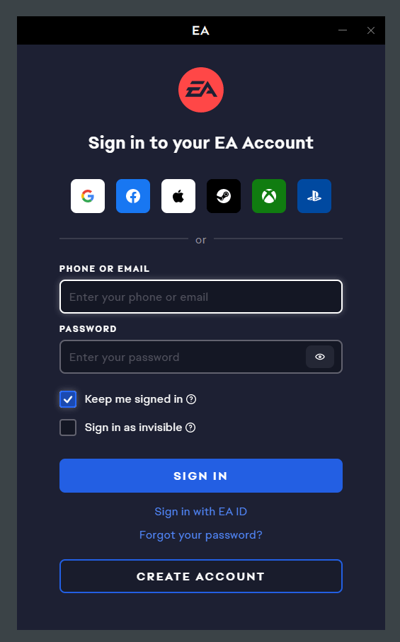 Once the client is installed and has started, log in with your username / password (create one if needed).