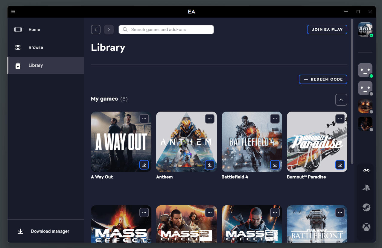 Once logged in, click on your library on the left menu.