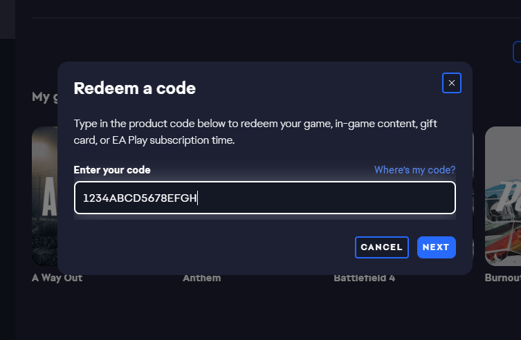 A window will prompt you to enter the code you purchased on Instant Gaming.