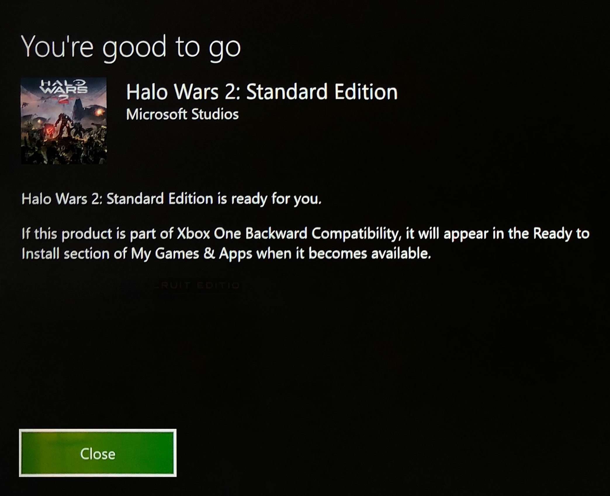 Once the game is activated, Microsoft tells us that the game is validated. We can close the window.